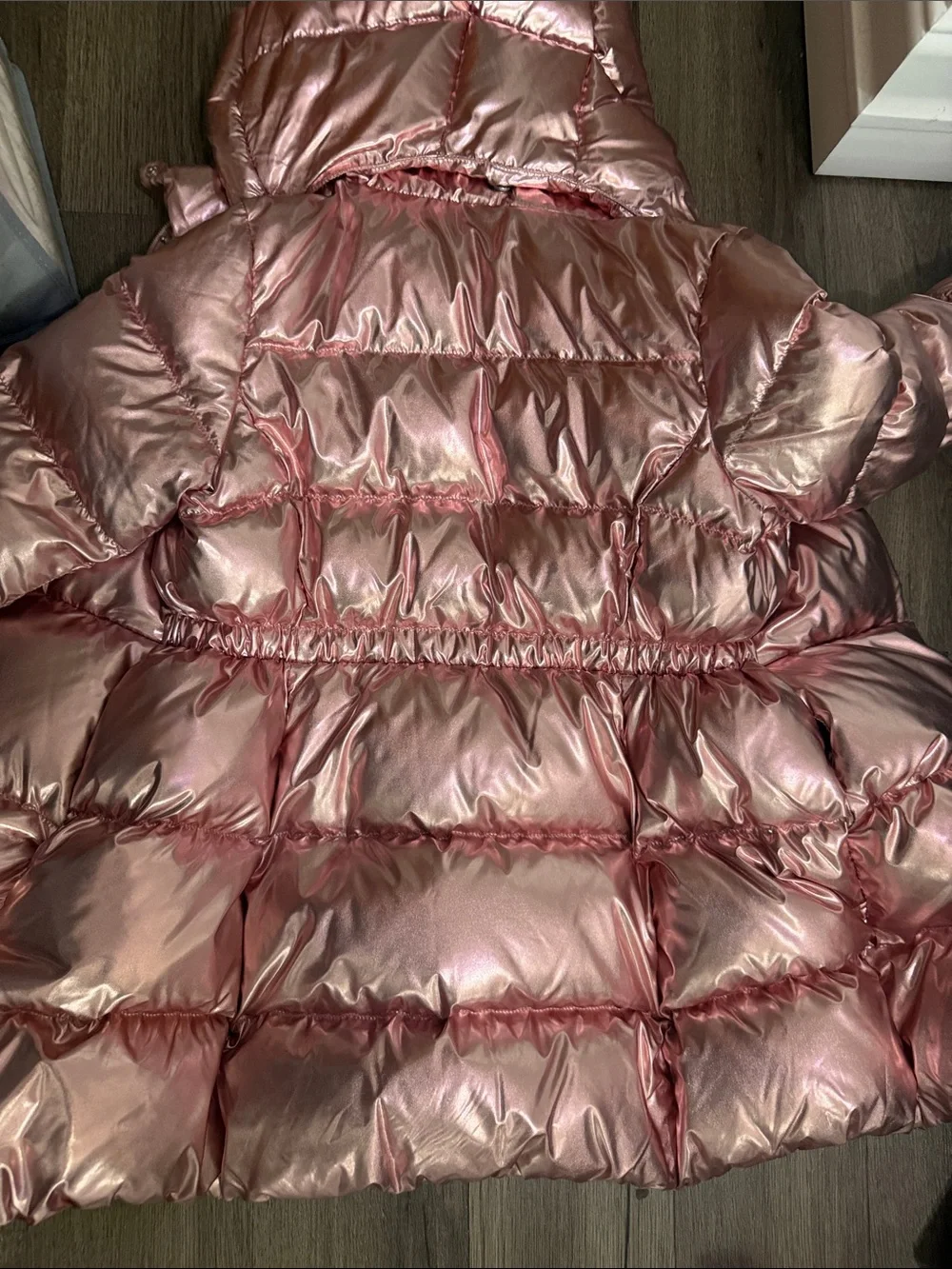 Polo by Ralph Lauren Girls' Shiny Rose Gold Puffer Coat with Hood